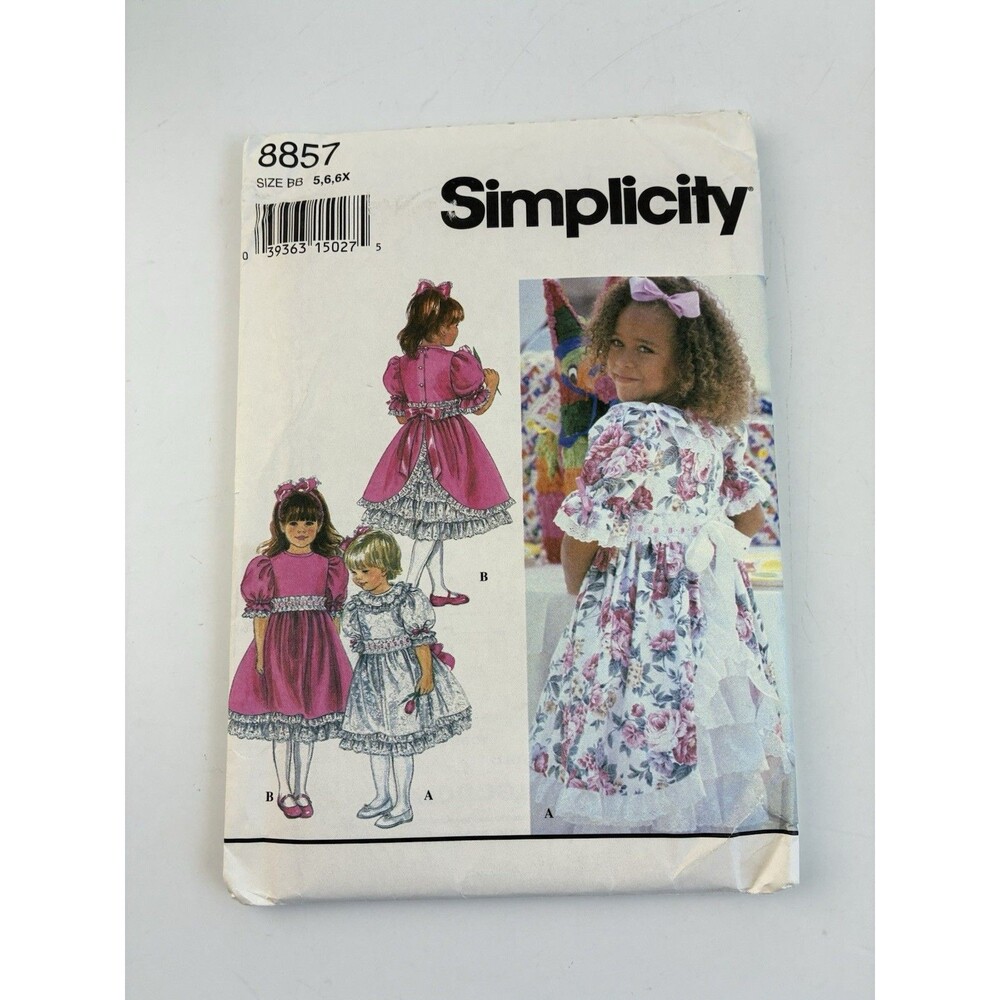 Dress & Petticoat Girls Size 5-6x UNCUT Pattern 8857 Vtg 90s Party Dress Formal